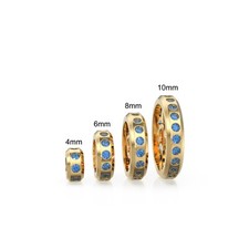 Real Blue Sapphire 18k Solid Gold Eternity Rondelle Wheel Spacer Handmade Beads