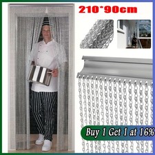 New Aluminium Door Fly Screen Metal Chain Curtain Insect Blinds 215cm x 90cm UK