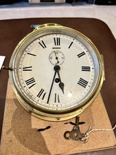 Antique Smiths Brass  Ships Bulkhead Clock Working With Bevelled Glass