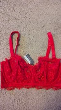 34F RED UNDERWIRED FIGLEAVES LACEY BRA NEW