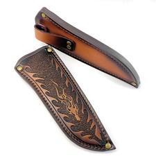 Cowhide Knife Sheath Brown Leather Straight Blade Knife Sheath for Outdoor