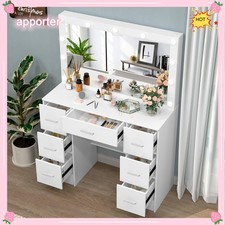Vanity Set 11 LED Lights w/ 3 Colours Mirror Dressing Table Makeup Desk Drawer
