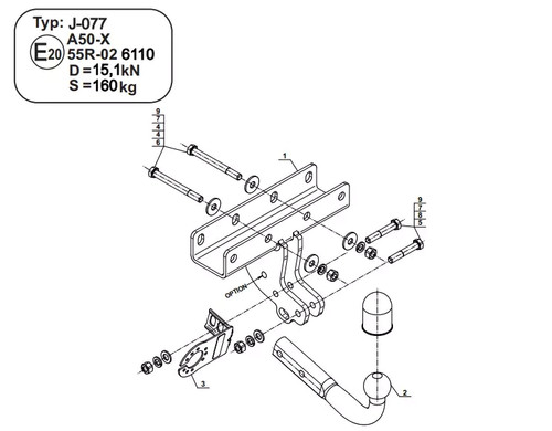 Swan neck tow bar - tow, for
