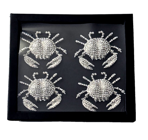 Crab napkin rings crystal - crab,