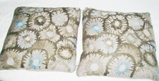 Jaeger Home Floral brown grey floral cotton mix 16" x 16 inch cushions x 2 vgc