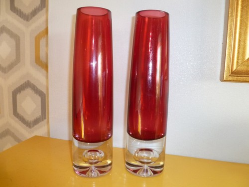Matching pair red art - art, glass