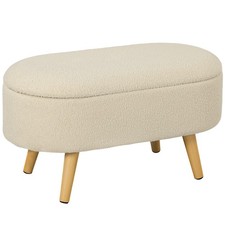 HOMCOM Ottoman Storage Bench for Hallway, Living Room, Cream White