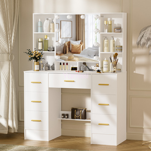 White dressing table led - white,