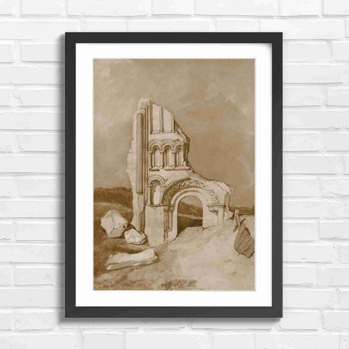 Ruined stone arch with arched - ruined,