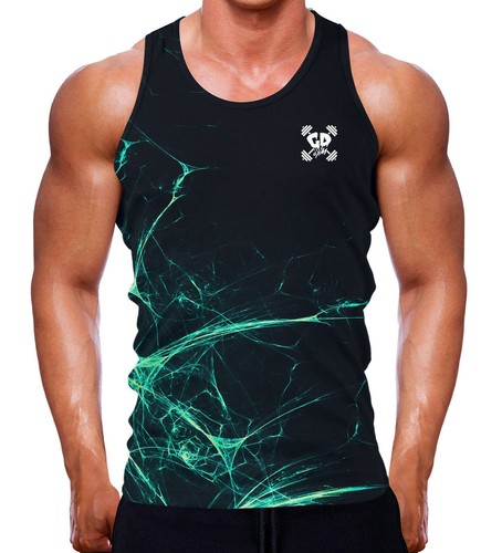 Shredded neon blue - blue, tank
