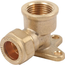 Outside Tap Wall Plate Elbow 90° Bend 15mm Compression x 1/2" BSP Brass Fitting 