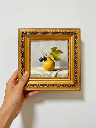 Grape and leaf yellow vase - yellow,