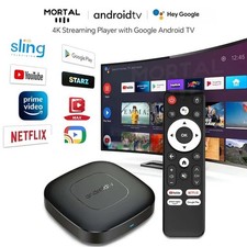 2025 Smart TV Box Netflix Android 13 4K HD Stream Player WiFi Bluetooth Voice RC