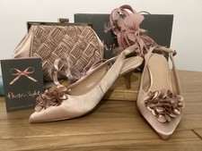 Phase Eight Pink Satin Shoes Size 4 with bag and fascinator x 2