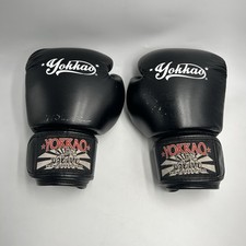 Yokkao Black 16oz Muay Thai Boxing Gloves Sparrring Made In Thailand Kickboxing