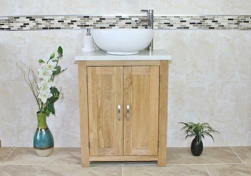 Solid oak bathroom vanity - oak, unit
