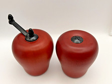 Vintage Salt & Pepper Shakers Wood Apple Grinder Farmhouse Country Fall Taiwan