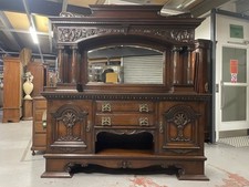 Solid Oak Carved Mirror Back Sideboard