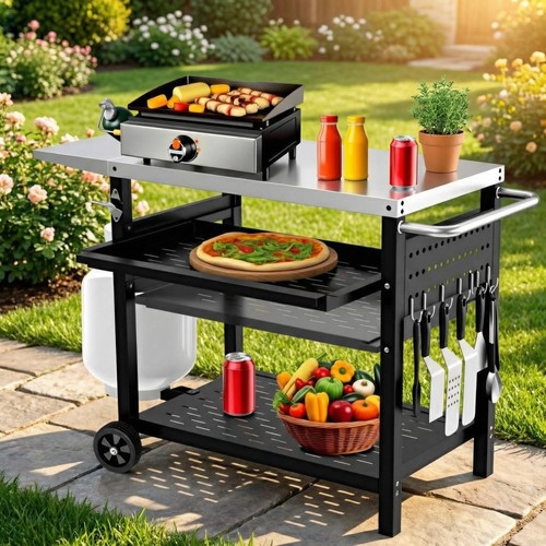 Shelf movable grill table - movable,