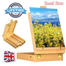 NEW Wooden Table Top Box Easel Artist Drawing Board Adjustable Angle With Drawer