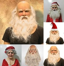 UKSilicone Christmas Party Old Man Headgear Santa Claus Realistic Face Mask Prop