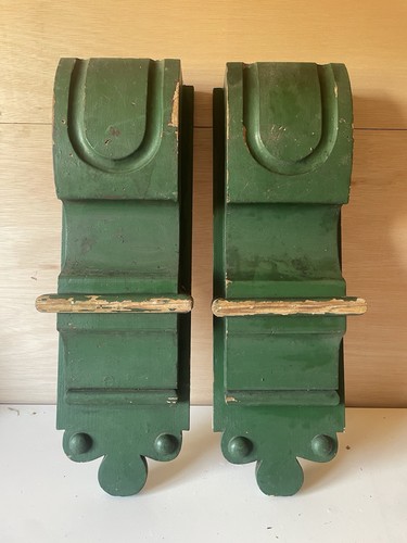 Pair antique green wooden - pair,