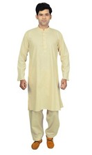 Men's Plain Simple Semi Casual Soft Cotton Kurta Pyjama Shalwar Kameez 1897 UK