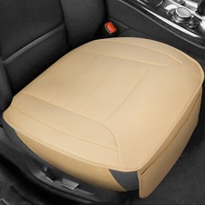 Universal Car Front Seat Cover PU Leather Pad Protector Mat Chair Cushion Beige