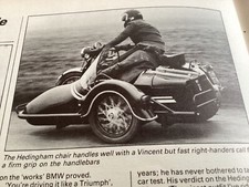 VINCENT BLACK SHADOW + HEDINGHAM COMBINATION SIDECAR OUTFIT MOTORCYCLE ARTICLE