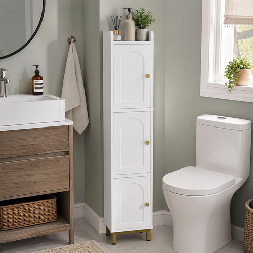 Slim bathroom cabinet white - cabinet,