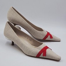 LK Bennett Court Kitten Heel Shoes Size UK 5.5 Pointed Toe Ribbon 
