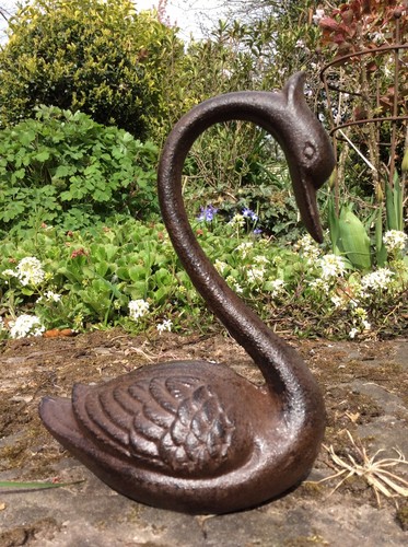 Metal cast iron swan bird - metal,