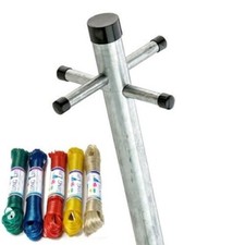 Washing Line Post Pole Clothes Drying Outdoor ONE PIECE 2.4m 8ft Galvanised Eco