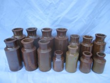 14x STONEWARE EARTHENWARE SALT GLAZE BLACK JARS POTS BOTTLES VINTAGE OLD ANTIQUE