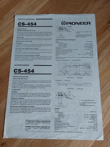 Pioneer 454 speakers - pioneer, cs-454