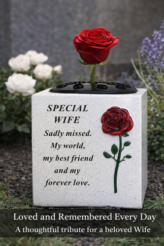 Wife memorial grave vase - memorial, rose