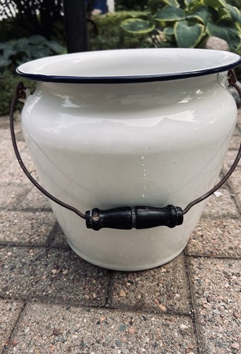 Vintage enamelware white navy - white,,