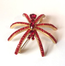 Butler and Wilson Red  Crystal Spider Brooch SMALL NEW HALLOWEEN