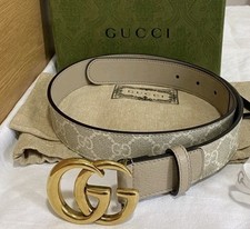 Gucci Beige Monogram Leather Belt 30 / 75 Brand New - Christmas Gift