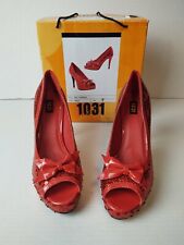 Women's 1031 Shoes made by Ellie  4'' Heel Red Sequins Peep Toe Pump Sz 9. 