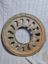 ANTIQUE CAST IRON ORNATE STOVE PIPE COLLAR CHIMNEY FLUE COVER