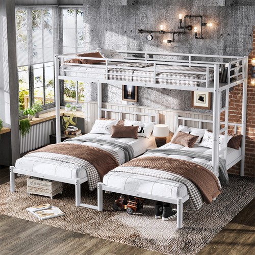Black metal triple bunk - metal,