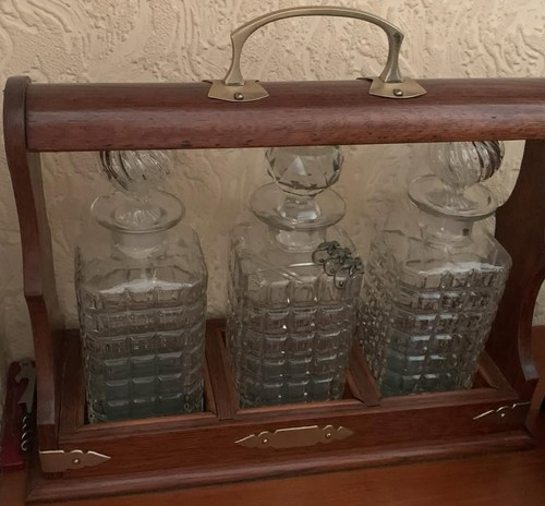 Antique oak english tantalus - english,