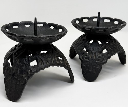 Vtg black wrought - (2)black, iron