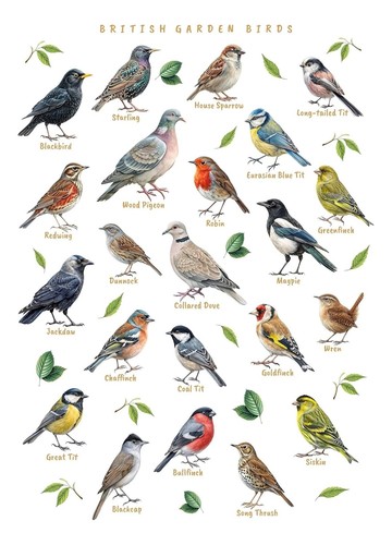 British garden birds poster - birds,