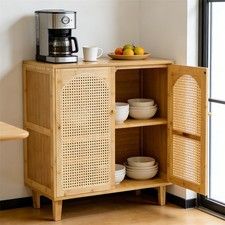 Wooden Buffet Sideboard Rattan