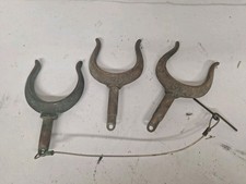 3 Brass Oar Locks Set Marked " CW"  1/2" Shank 1.9" Fork Opening Vintage 