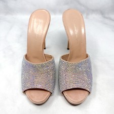 Giuseppe Zanotti Isidora Iridescent Rhinestone Platform Mule Pump Heel Nude 38.5