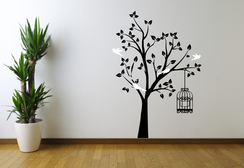 Tree with birds and bird - with,