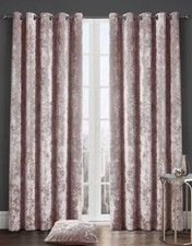 Luxury Crushed Velvet Curtain Pair Eyelet Ring Top Fully Lined UK Ready Made